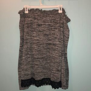 Grey and Black Lace Off the Shoulder Top